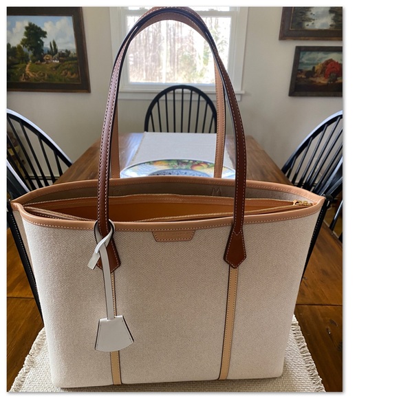 Tory Burch Perry Triple Compartment Canvas Tote - Picture 8 of 8